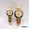 HALEI Fashion OMens Watch Luxury Top Business Stainless Steel Waterproof Wristwatches female  Sport Luminous Date OMan Clock- Golden